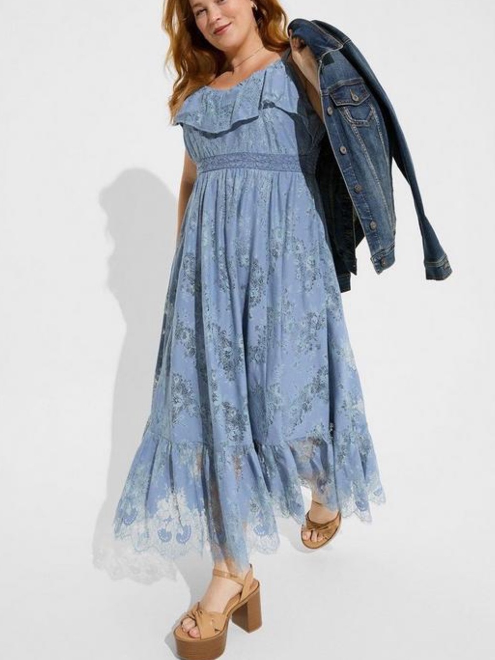 torrid Dusty Blue Lace Maxi Dress 3